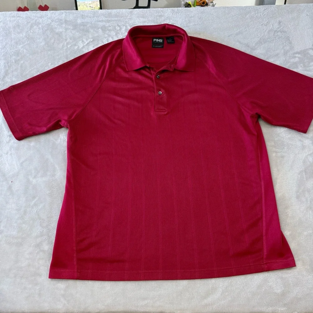 PING COLLECTION Mens Golf Polo Shirt Red Dry Fiber Dynamics Size 2X - Picture 3 of 8
